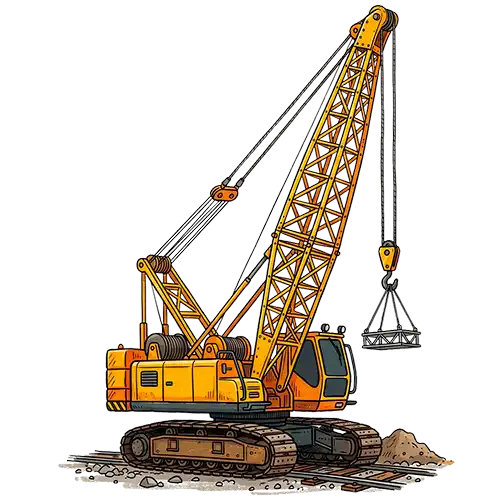 Une grue de chantier, imposante et puissante, symbole de construction et de travaux publics. PNG/WEBP transparent gratuit sans fond