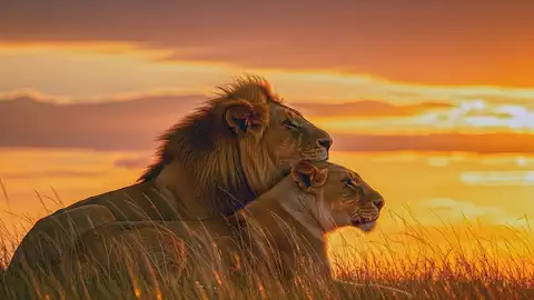 Fond d'écran Lions couple HD 4K gratuit