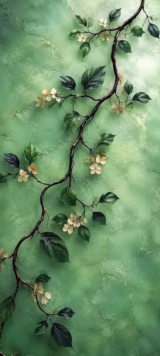 Green floral wallpaper mobile, fond écran smartphone HD