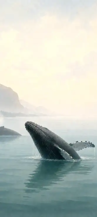 Humpback whale two wallpaper mobile, fond écran smartphone HD