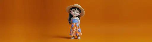 Little girl in the Hat - Wallpaper ultrawide 3440x1440 5120x1440 7680x2160 4K 8K fond d'écran panoramique 21:9 32:9 pour PC gaming téléchargement gratuit haute qualité Amigos3D