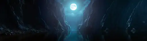 The moon and the fjord - Wallpaper ultrawide 3440x1440 5120x1440 7680x2160 4K 8K fond d'écran panoramique 21:9 32:9 pour PC gaming téléchargement gratuit haute qualité Amigos3D